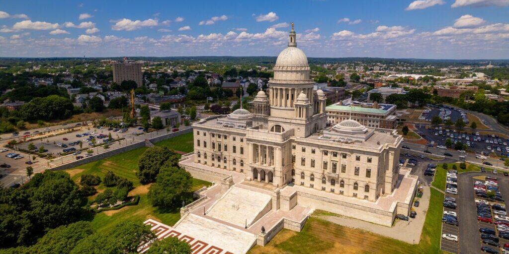 Aerial view of Rhode Island State House in Providence
